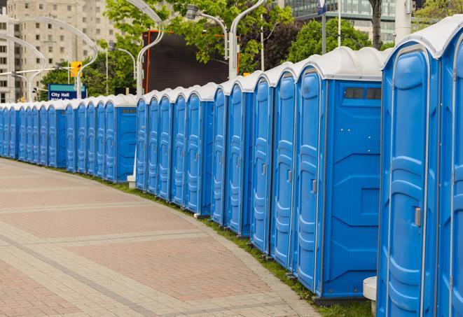 portable restrooms arranged for easy access and use at events in Spartanburg, SC